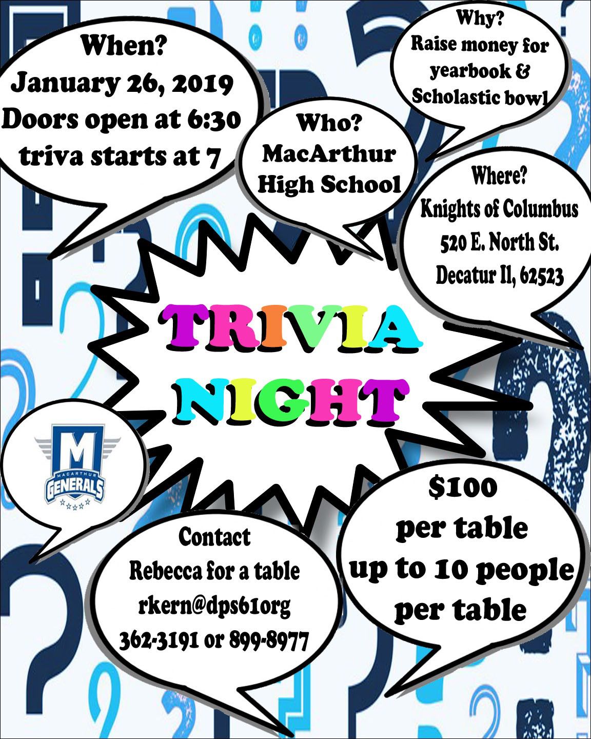 MHS Trivia Night Flyer